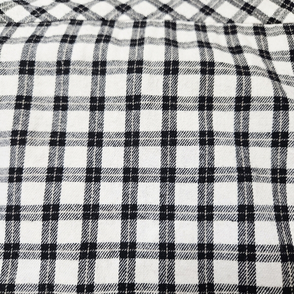 Ardene Cotton Flannel Cropped Plaid Shirt Jacket Black And White Large - Picture 11 of 11